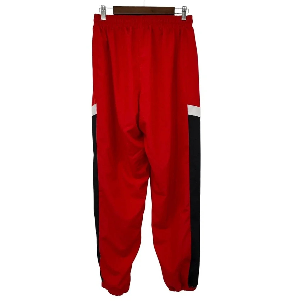 Nike Track Pants Men's Medium Red Black White Jogger Athletic Lined Swoosh